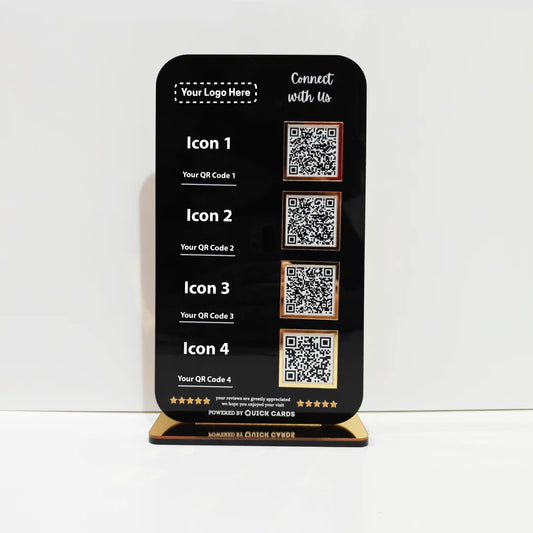 4 QR Premium Black Finish Smart Digital Stand