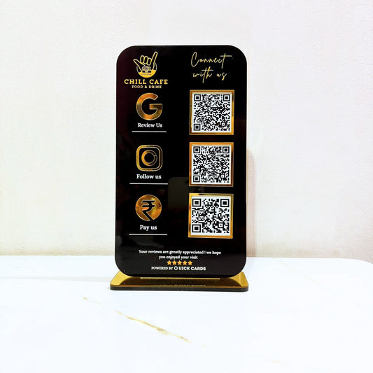 3 QR Vertical Black Standee