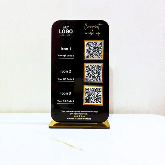 3 QR Vertical Black Standee