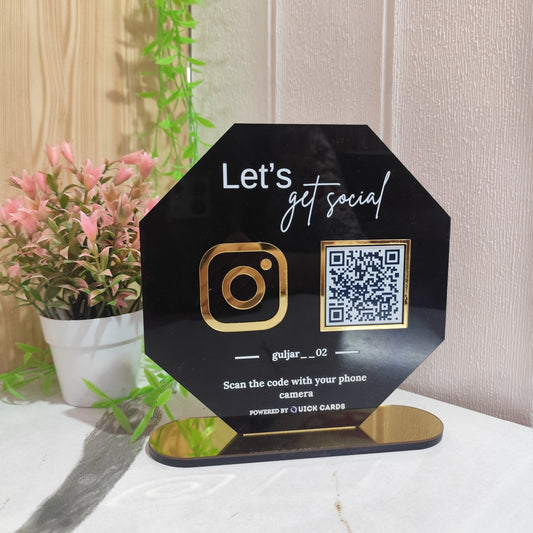 Hexagon Shape 1 QR Instagram, Google, Payment Custom Stand