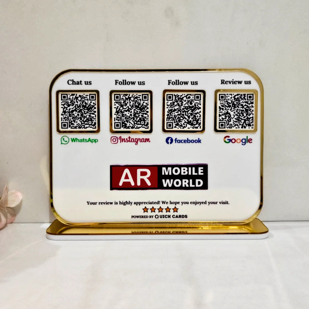 4 QR premium white Standee