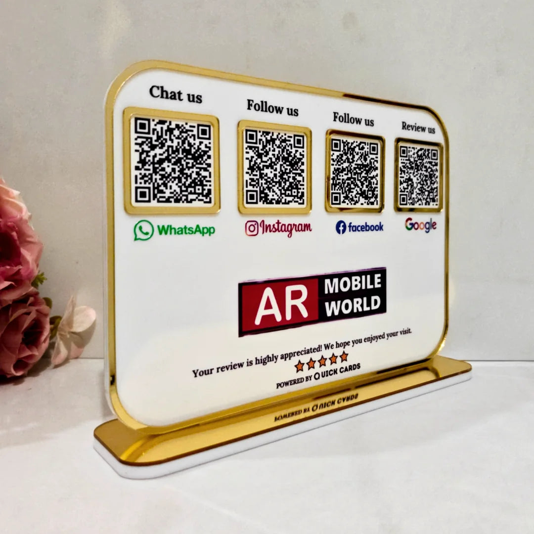 4 QR premium white Standee