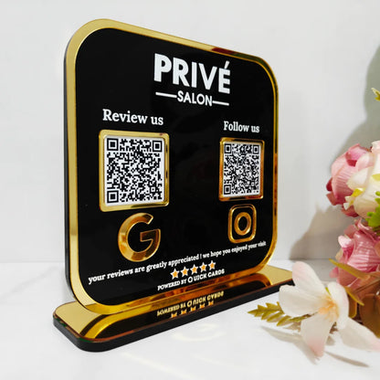 2 QR premium black Acrylic Standee