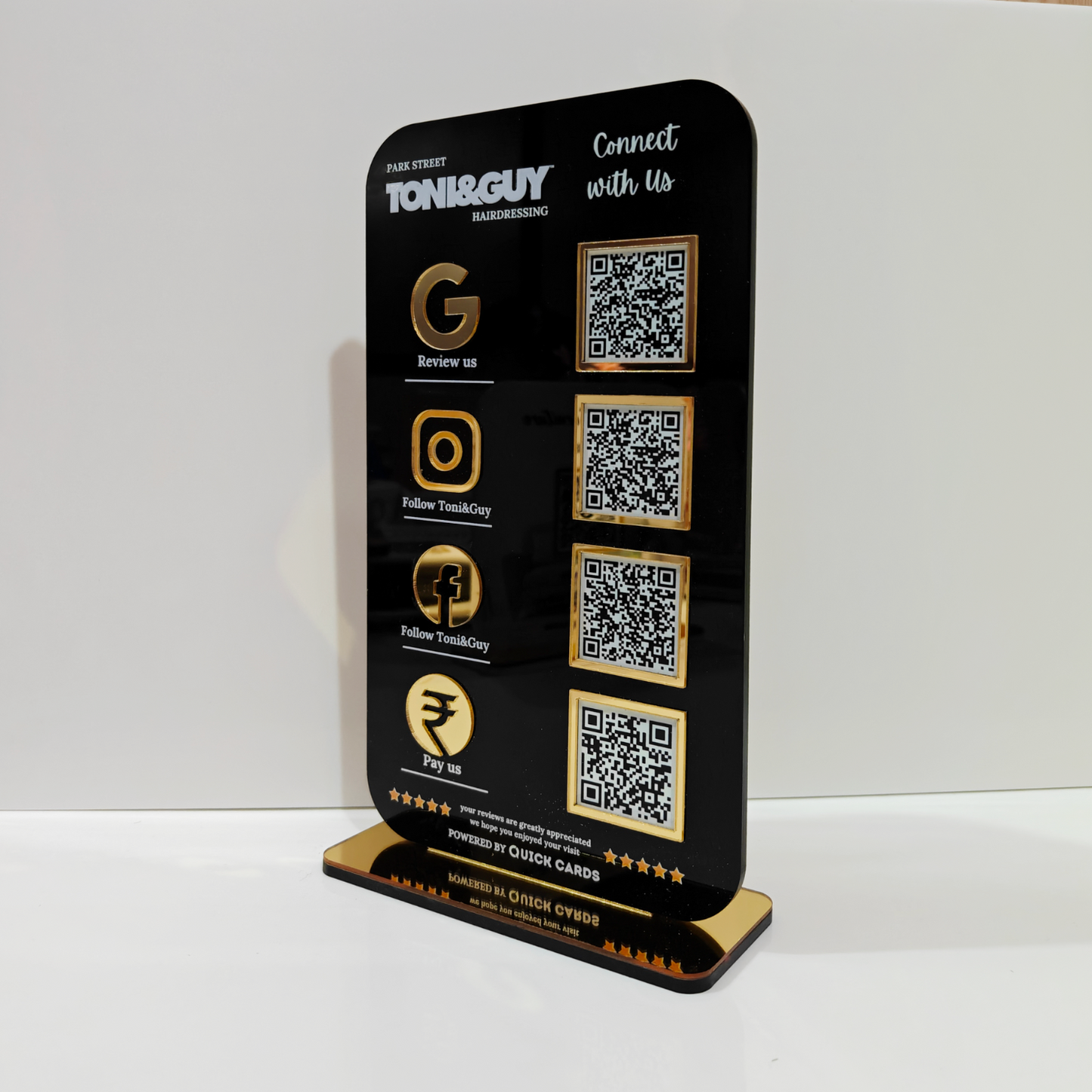 4 QR Premium Black Finish Smart Digital Stand