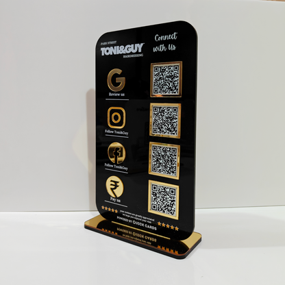 4 QR Premium Black Finish Smart Digital Stand