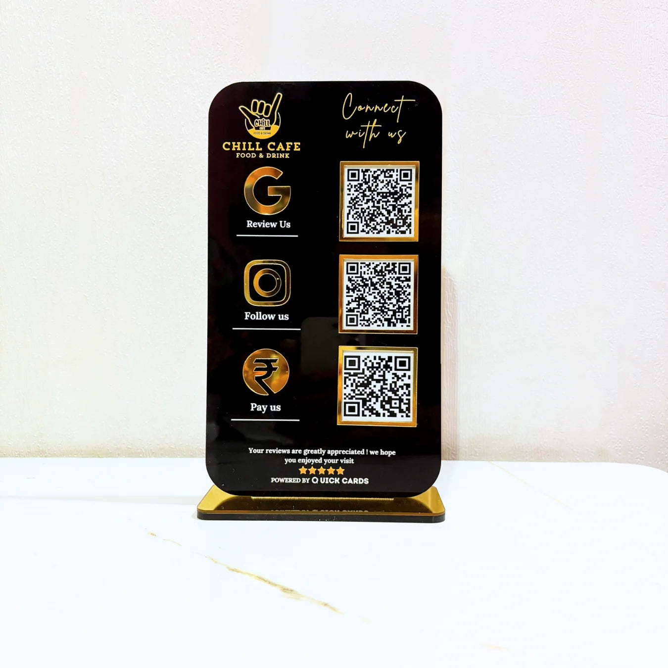 3 QR Vertical Black Standee
