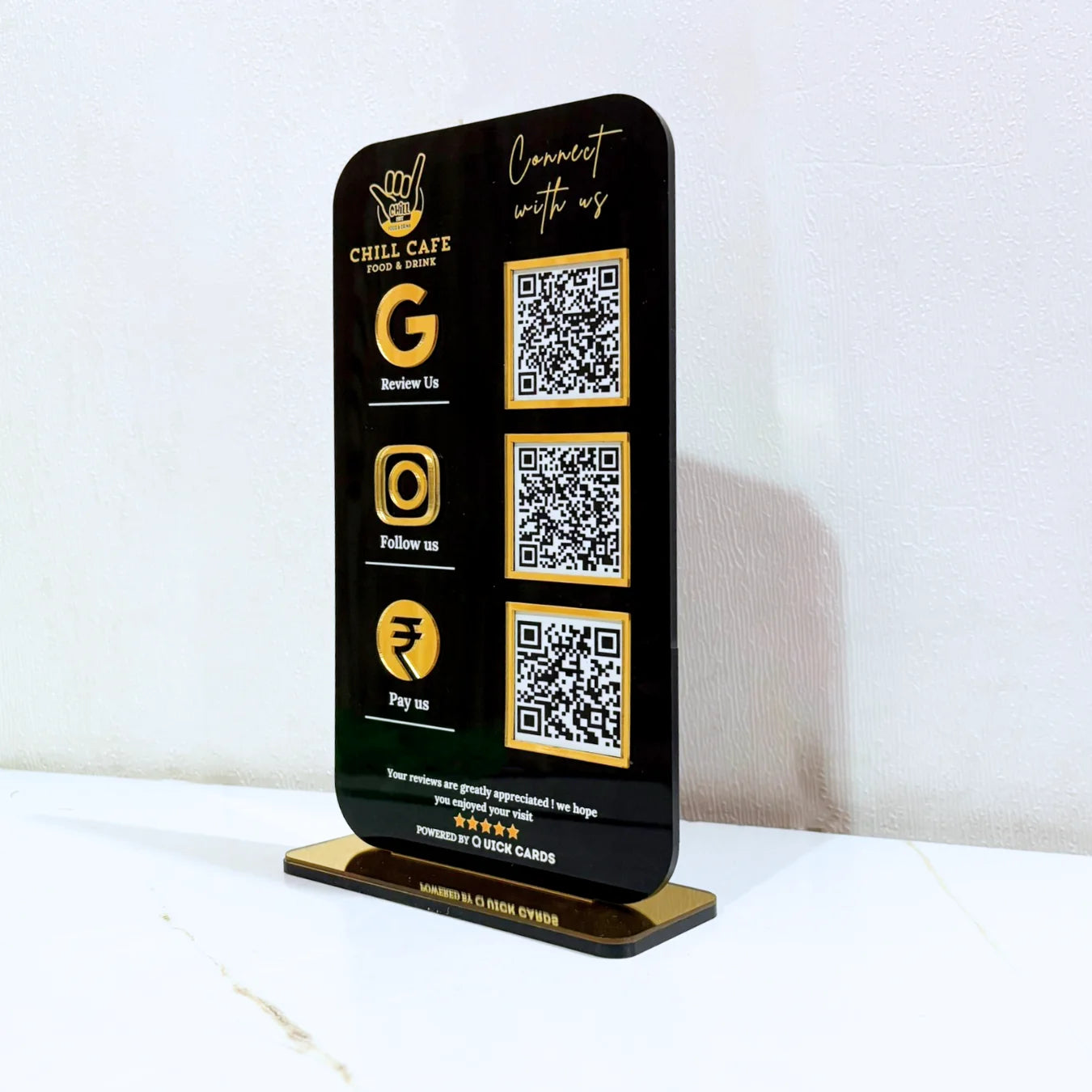 3 QR Vertical Black Standee