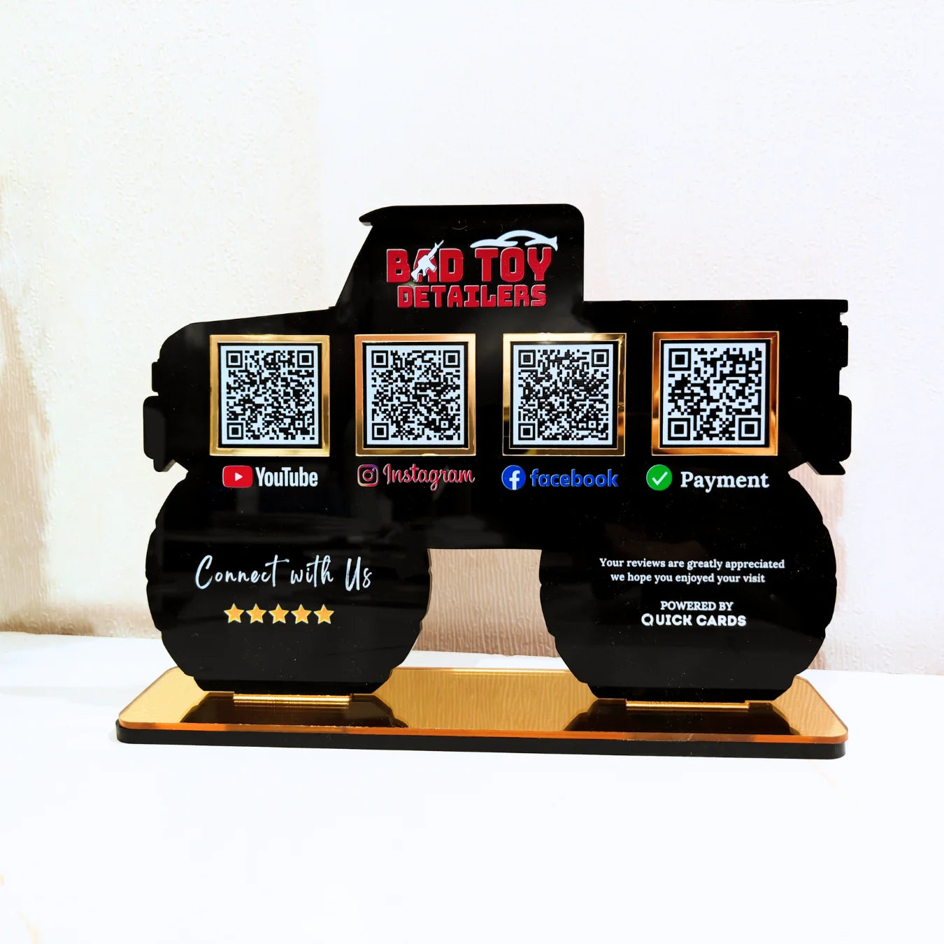 4 QR Premium Black Car shape Standee