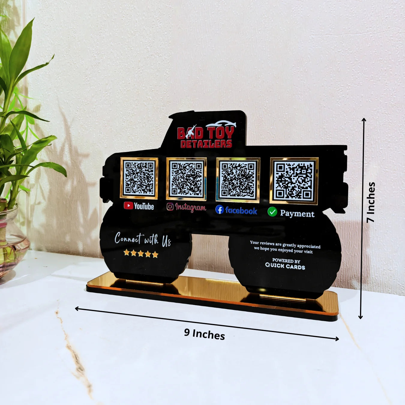 4 QR Premium Black Car shape Standee