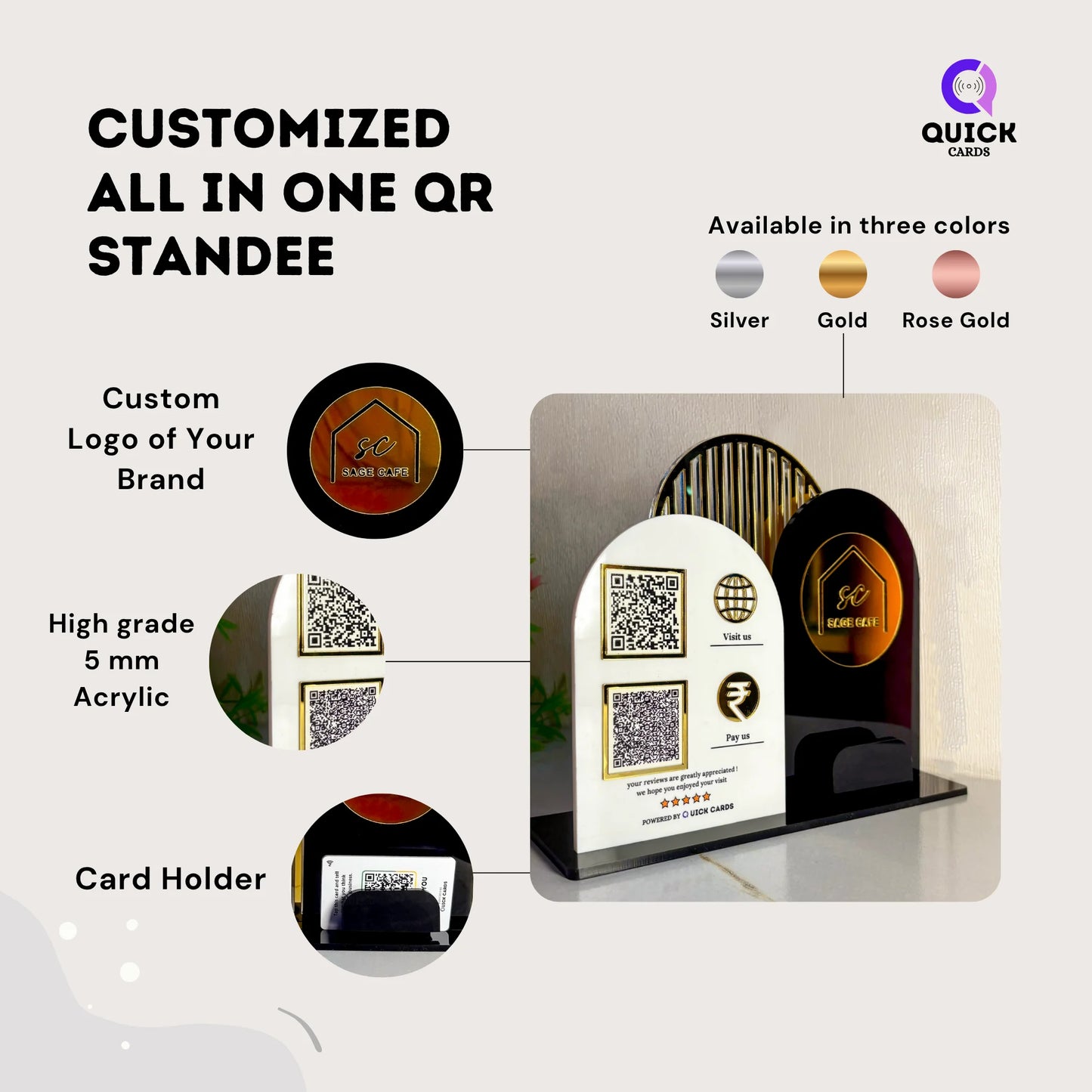 2 QR all in one Customized Premium Stand