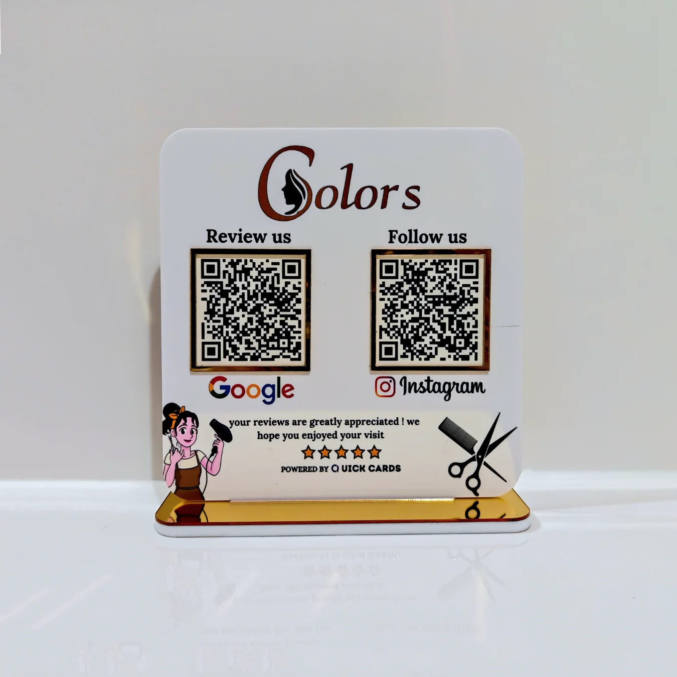 2 QR White Acrylic Standee