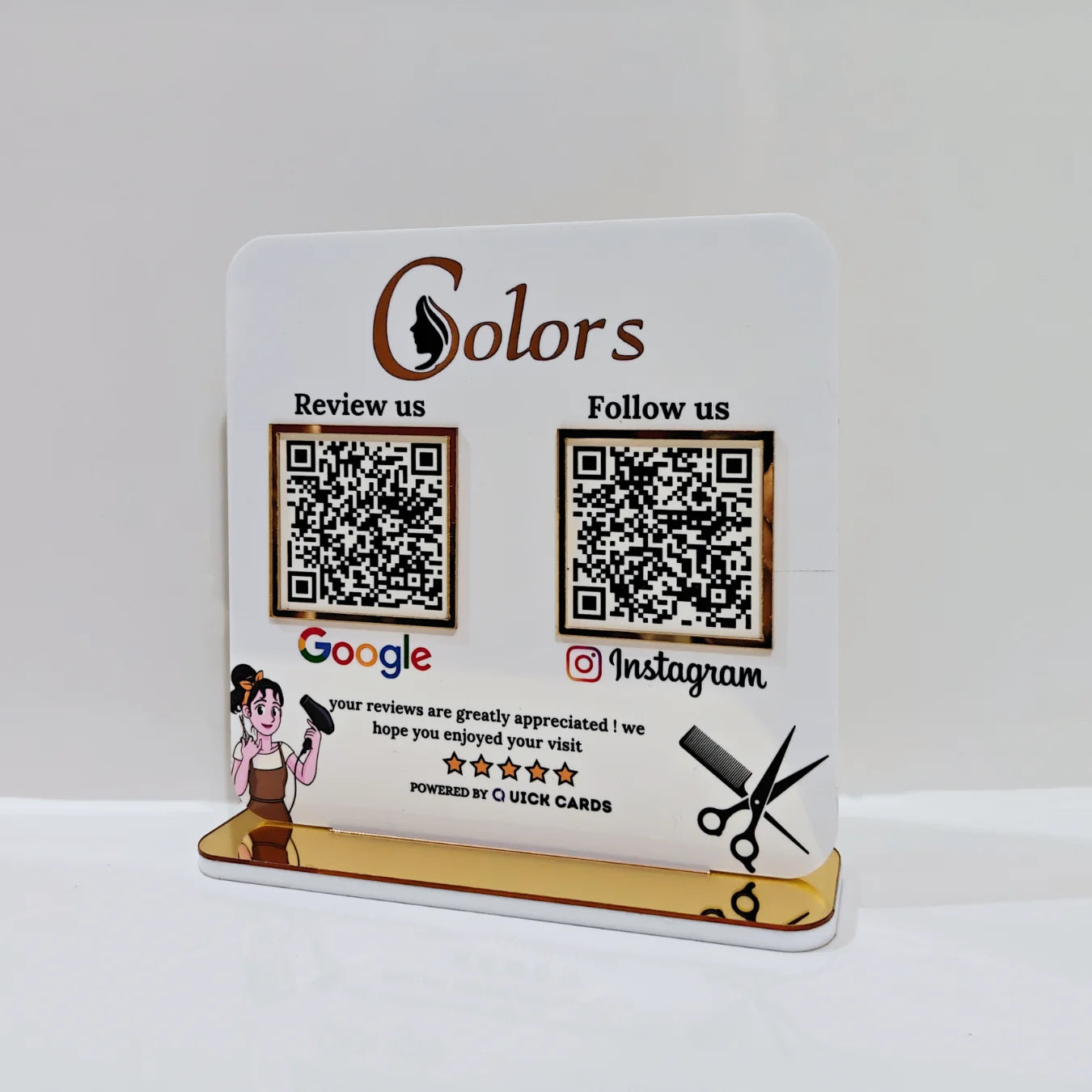 2 QR White Acrylic Standee