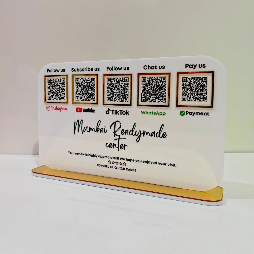 5 QR Horizontal White Digital Stand