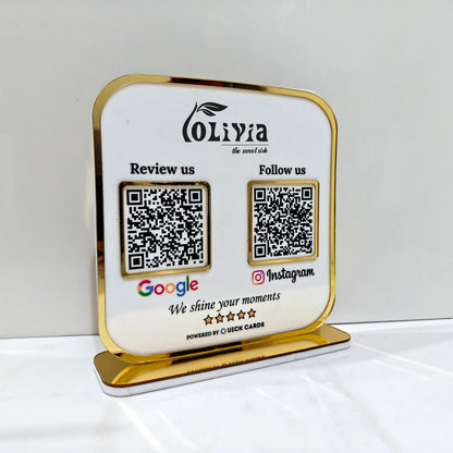 Premium 2 QR  Stand with Golden border