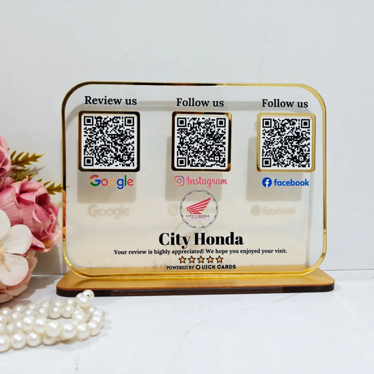 Premium 3 QR White Transparent with Golden Finish