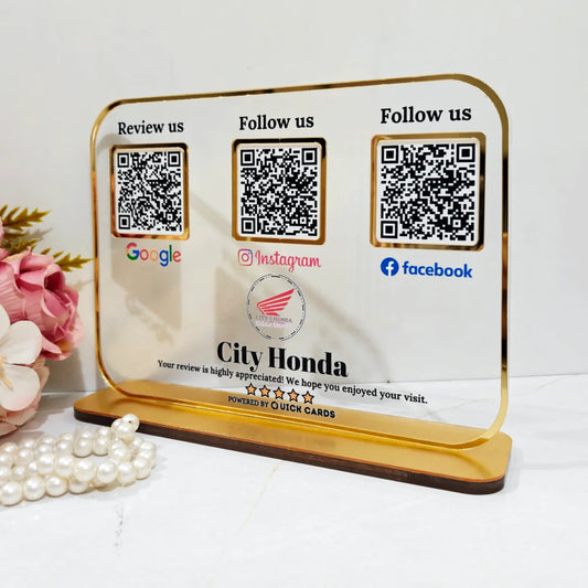 Premium 3 QR White Transparent with Golden Finish