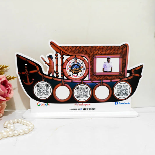 3 QR boat Shape Standee