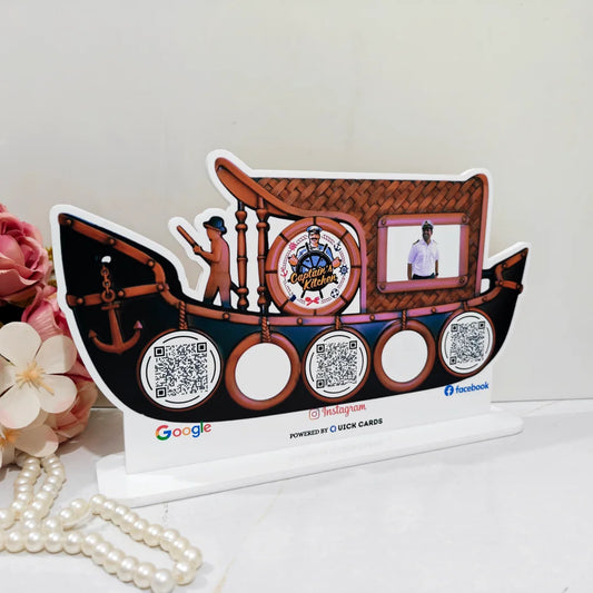 3 QR boat Shape Standee