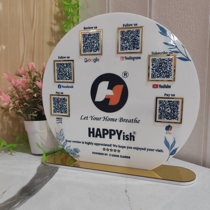 Round Shape 6 QR with UV Printed Acrylic Stand
