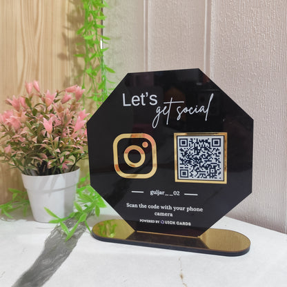 Hexagon Shape 1 QR Instagram, Google, Payment Custom Stand
