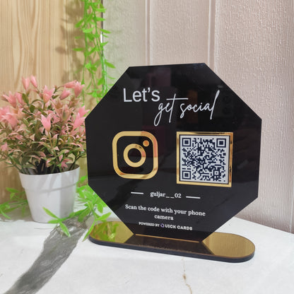 Hexagon Shape 1 QR Instagram, Google, Payment Custom Stand