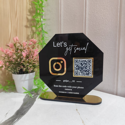 Hexagon Shape 1 QR Instagram, Google, Payment Custom Stand