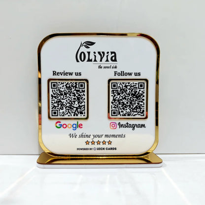 Premium 2 QR  Stand with Golden border